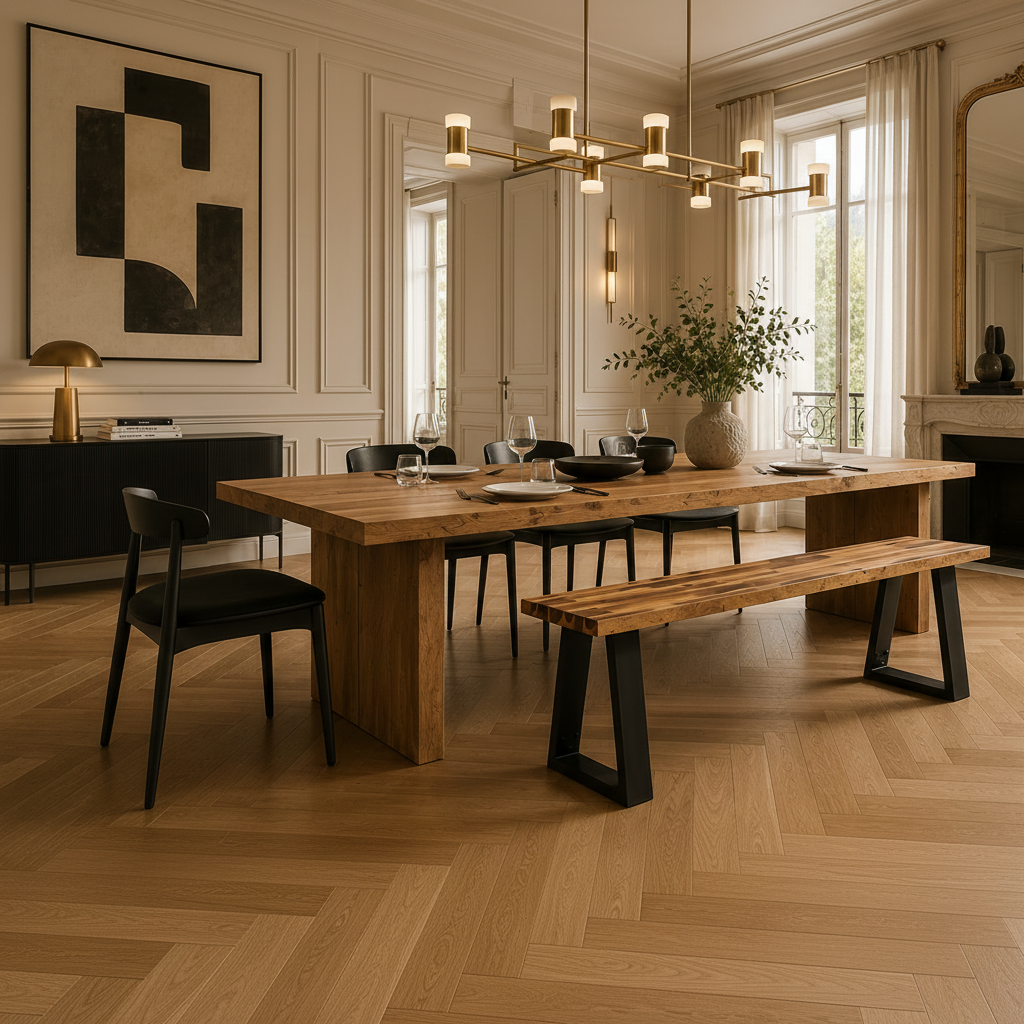 Banc bord naturel en acacia massif