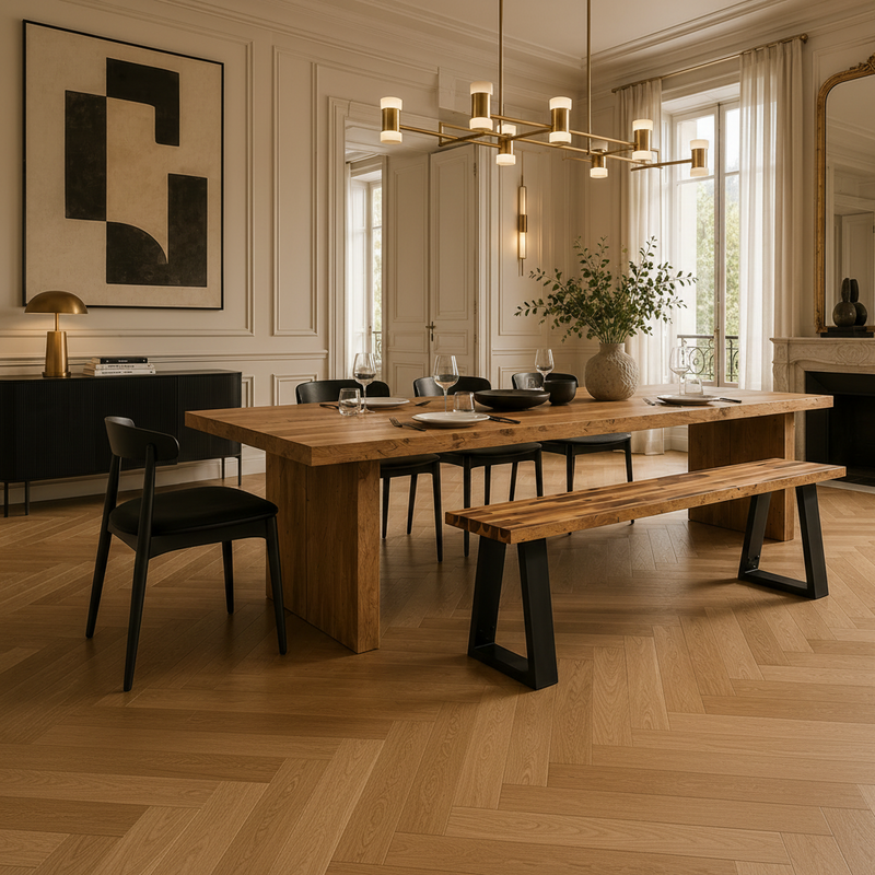 Banc bord naturel en acacia massif