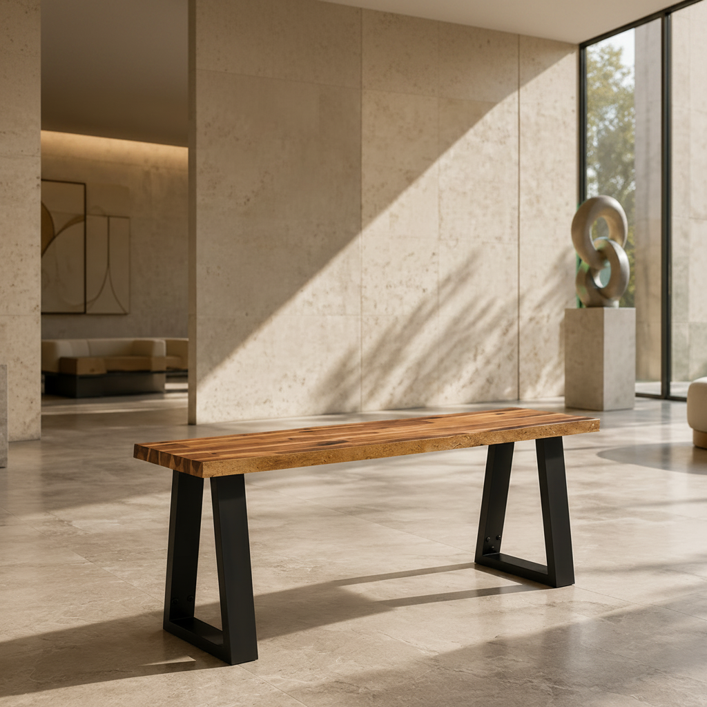 Banc bord naturel en acacia massif