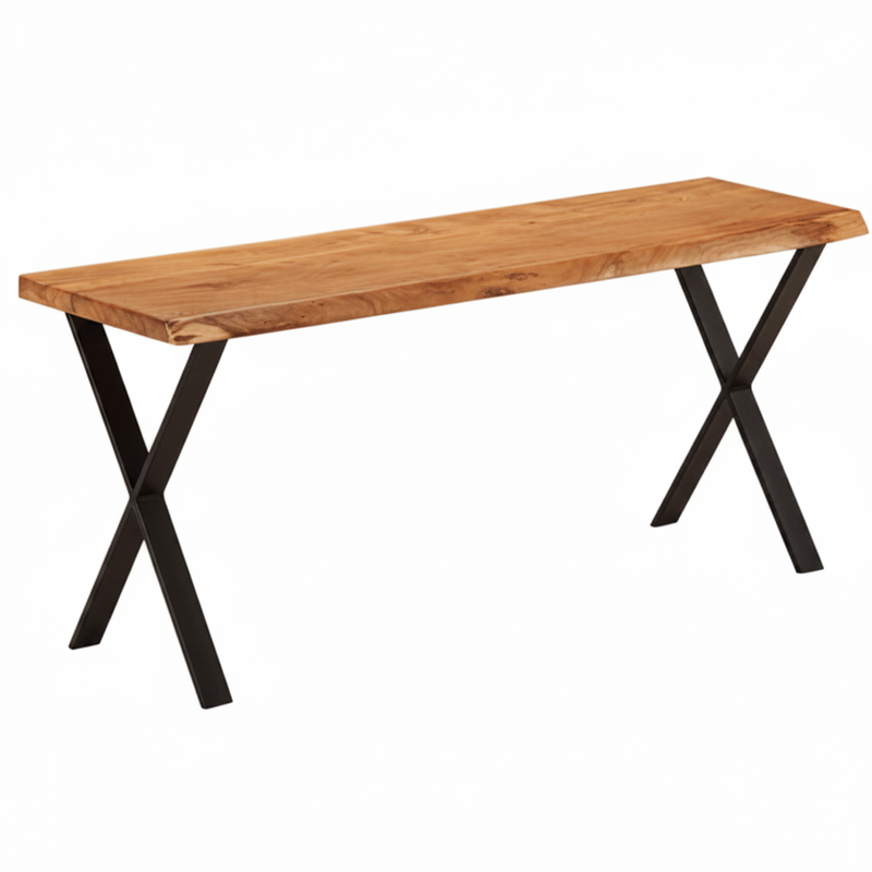 Banc pieds croisés en acacia massif