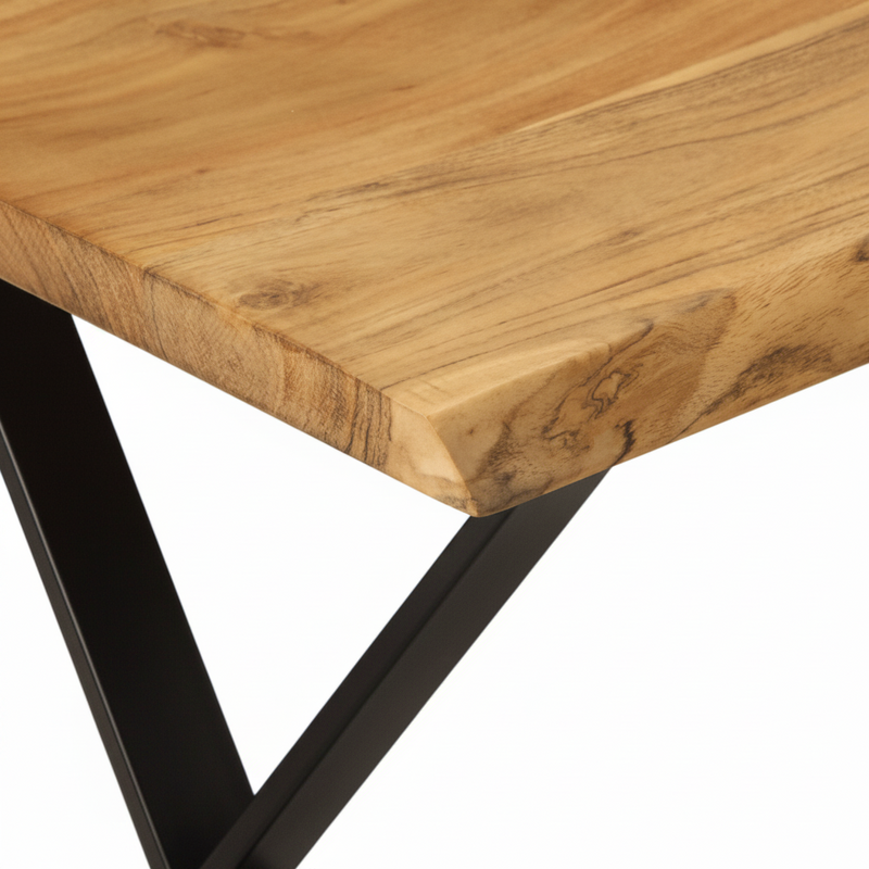 Banc pieds croisés en acacia massif