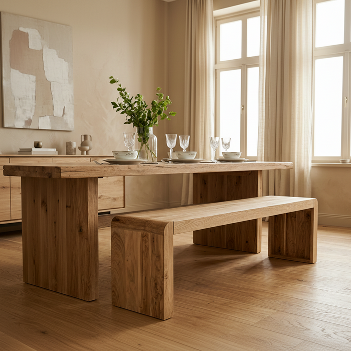 Banc pieds pleins en acacia massif