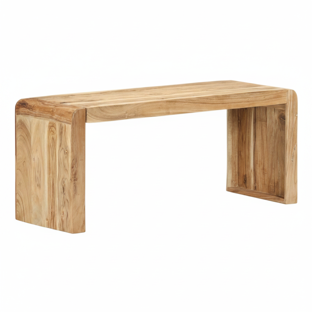 Banc pieds pleins en acacia massif