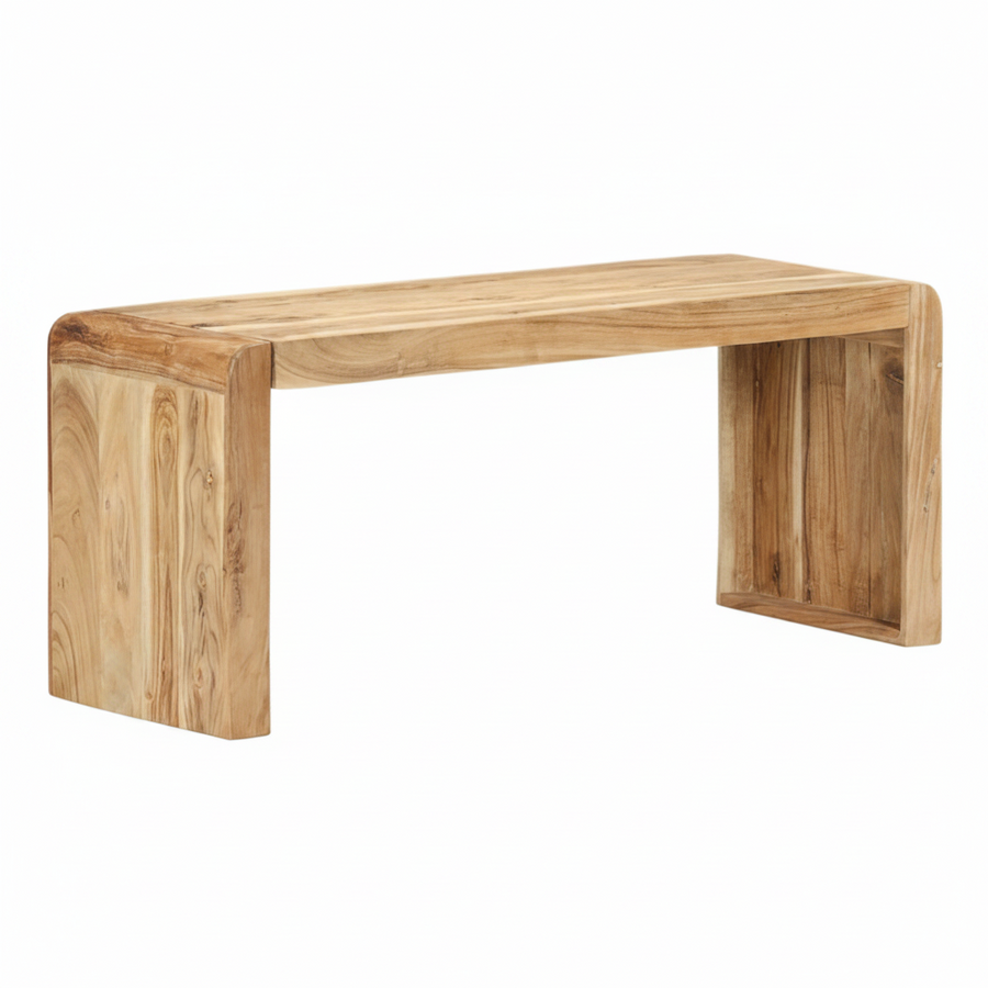 Banc pieds pleins en acacia massif