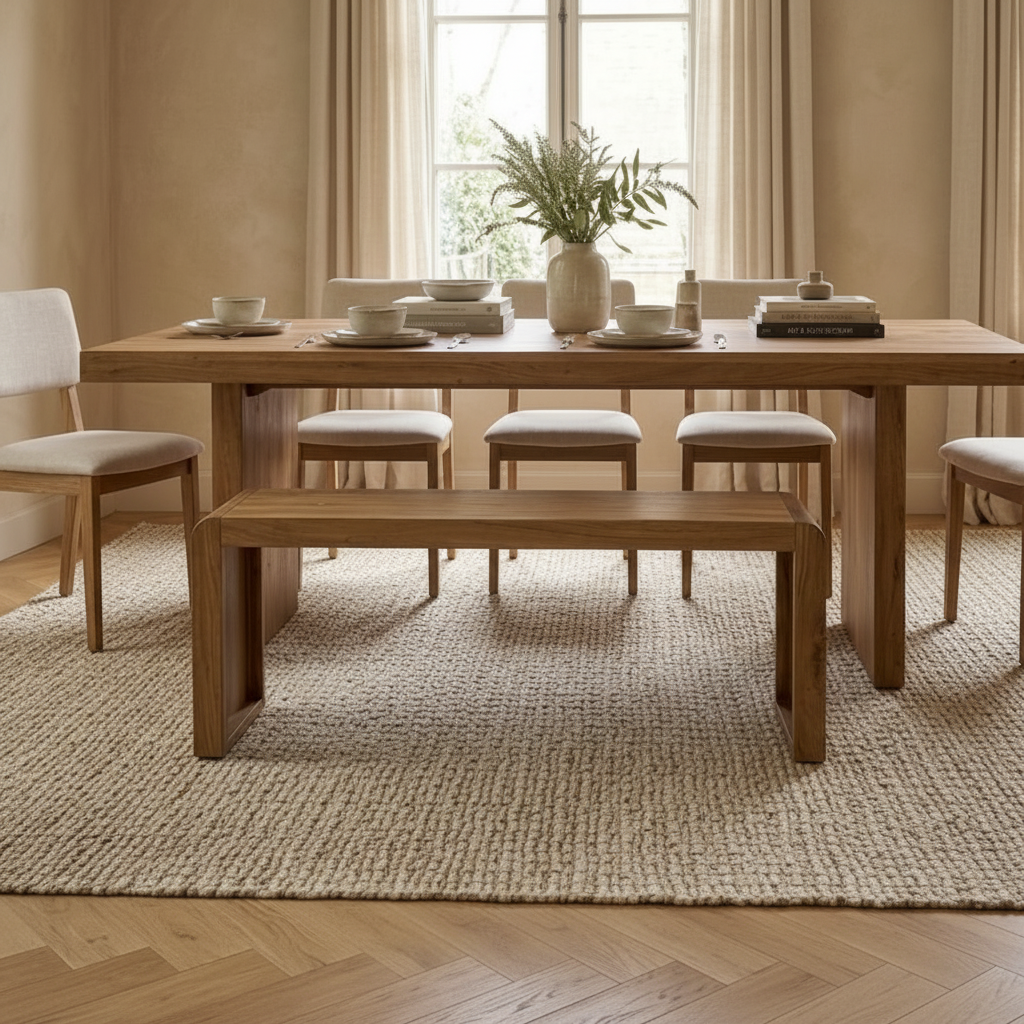Banc pieds pleins en acacia massif