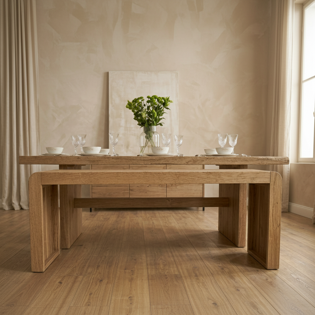 Banc pieds pleins en acacia massif