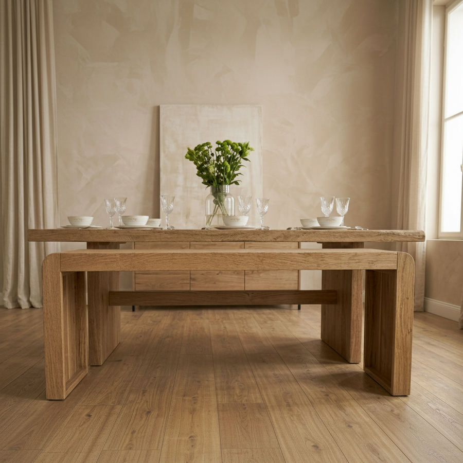 Banc pieds pleins en acacia massif