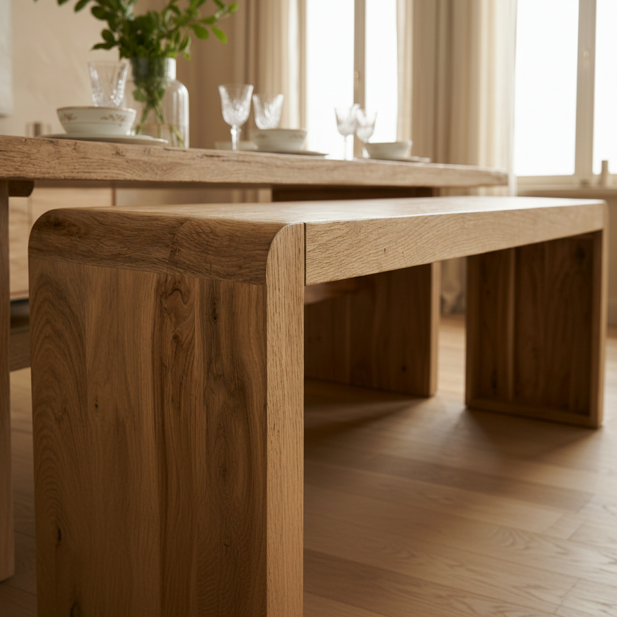 Banc pieds pleins en acacia massif