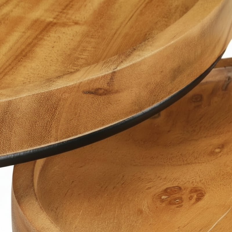 Tables d'appoint gigognes en acacia massif, lot de 2
