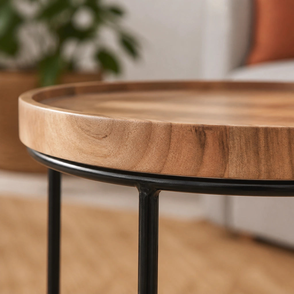 Tables d'appoint gigognes en acacia massif, lot de 2