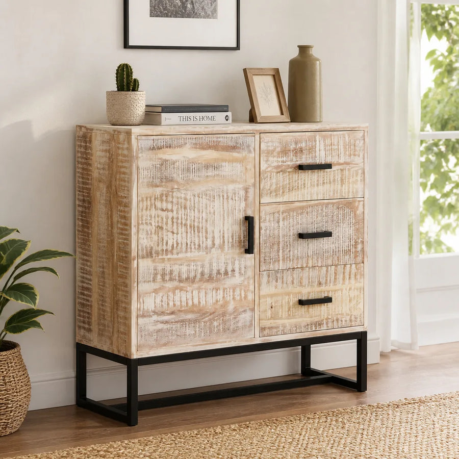 Buffet blanchi en acacia massif