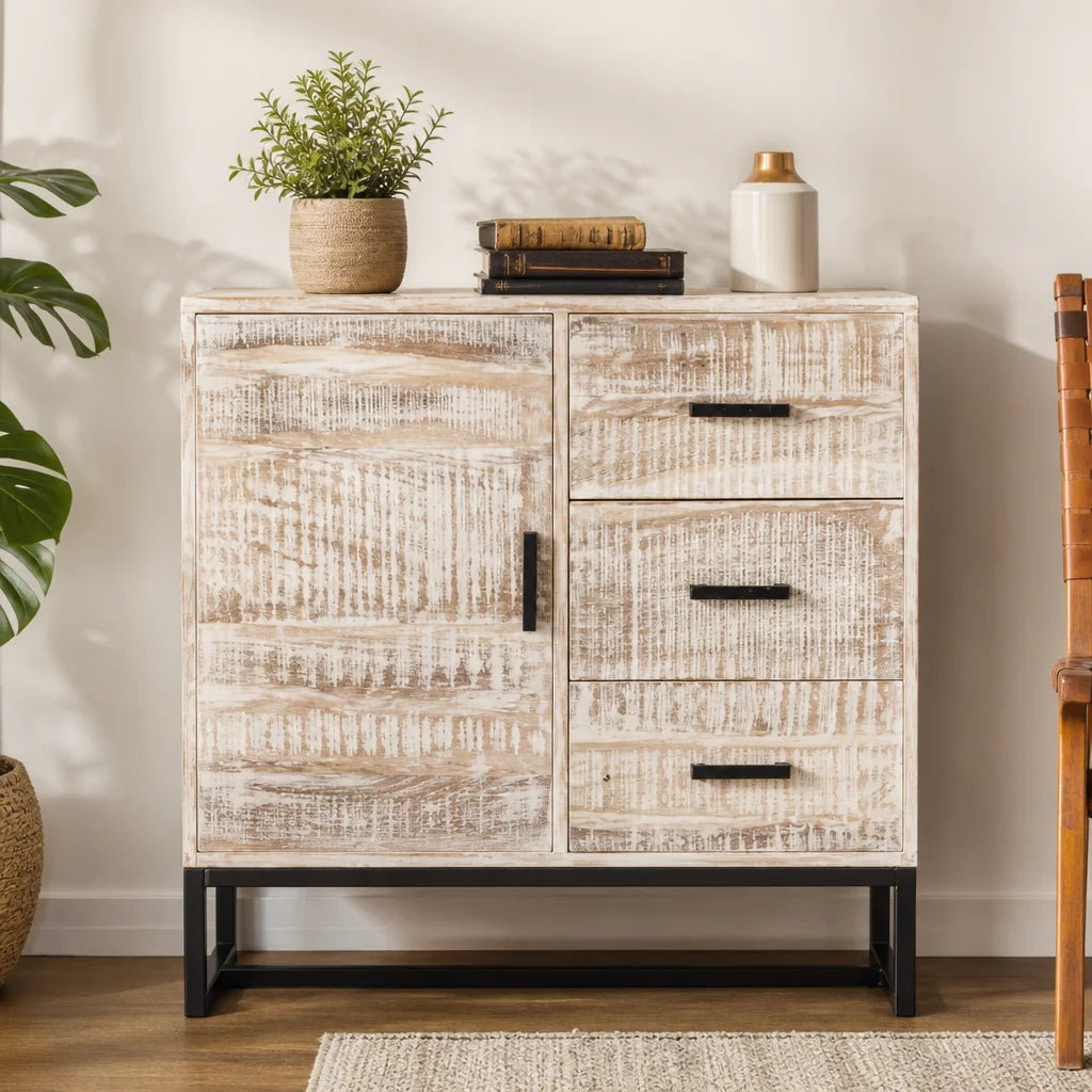 Buffet blanchi en acacia massif