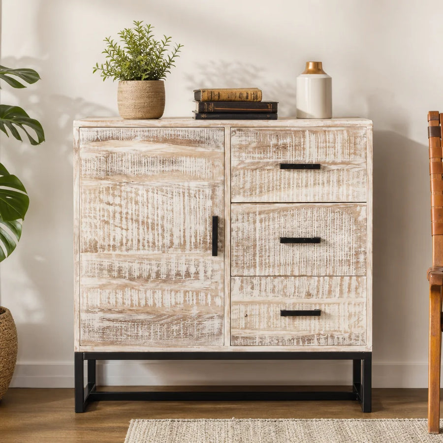 Buffet blanchi en acacia massif