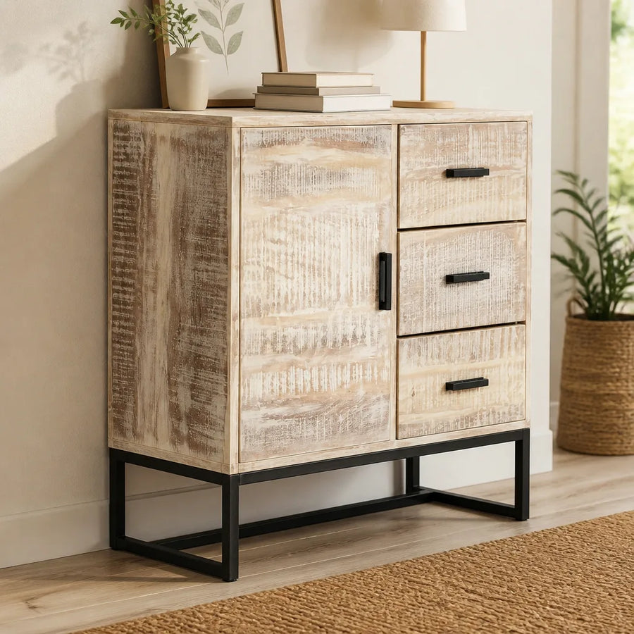 Buffet blanchi en acacia massif
