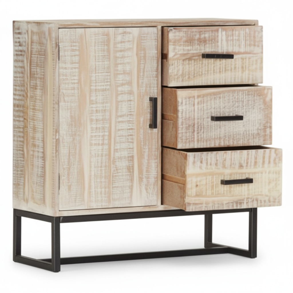 Buffet blanchi en acacia massif