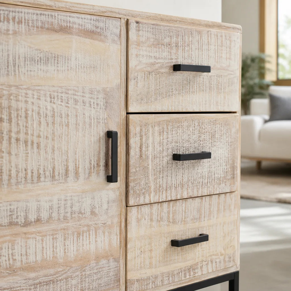 Buffet blanchi en acacia massif