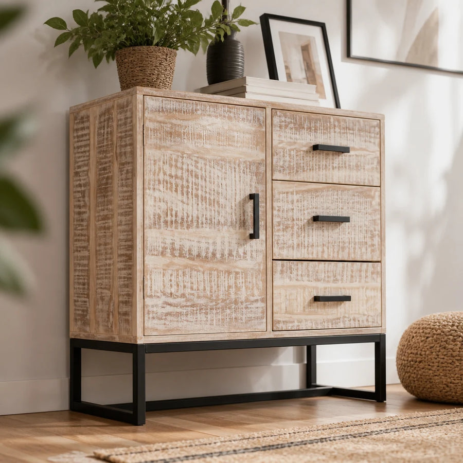 Buffet blanchi en acacia massif