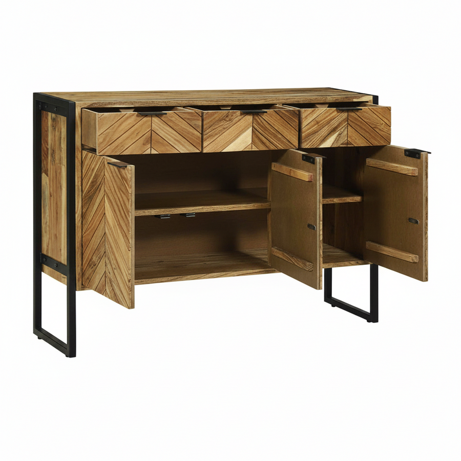Buffet à chevrons en acacia massif