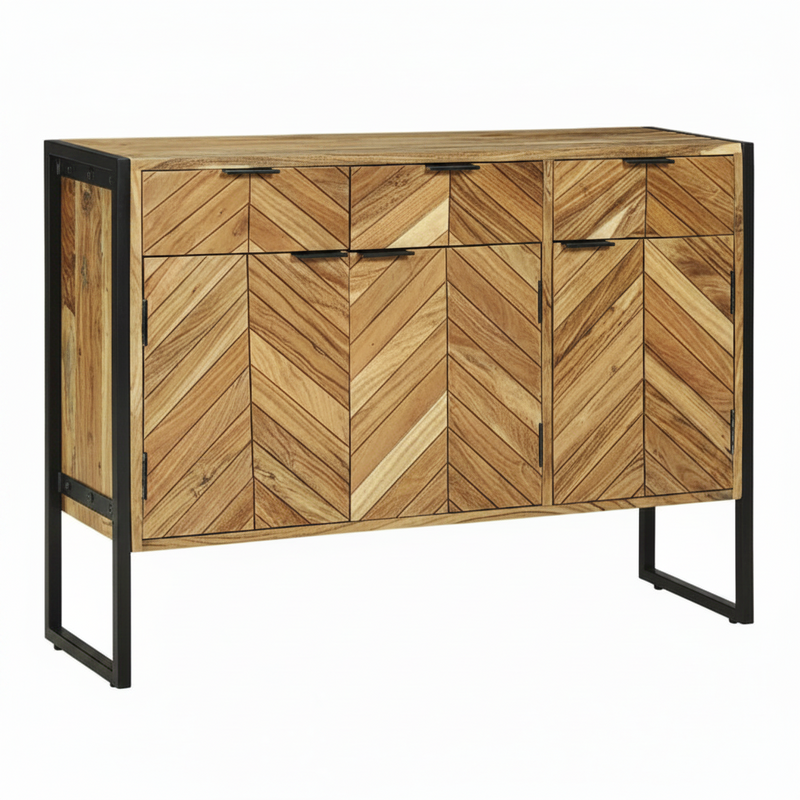 Buffet à chevrons en acacia massif