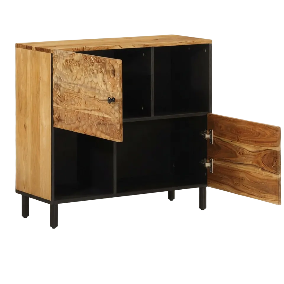 Buffet en bois d'acacia et métal noir