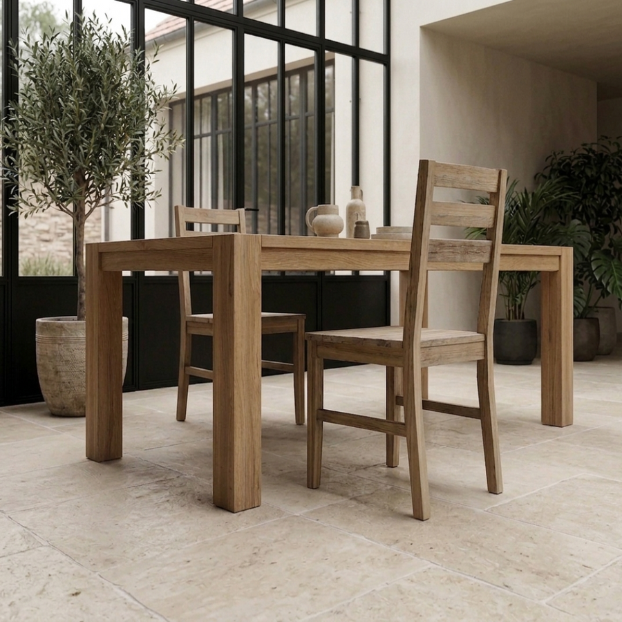Chaises à lattes en acacia massif