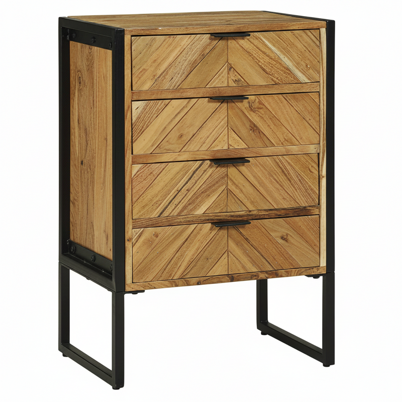 Chiffonnier 4 tiroirs en acacia massif