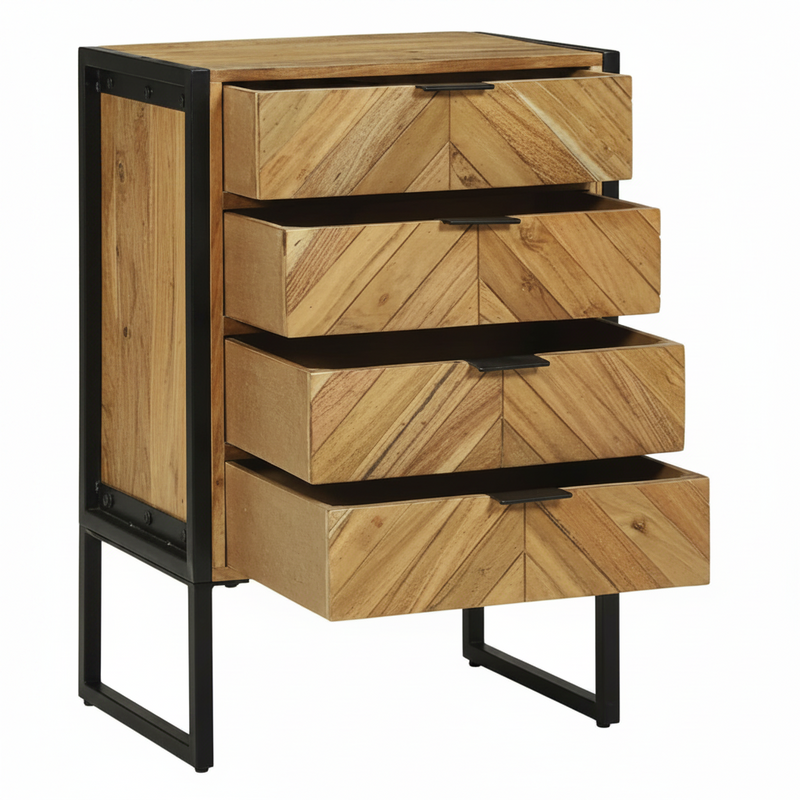 Chiffonnier 4 tiroirs en acacia massif