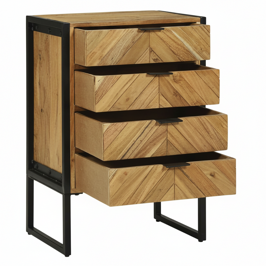 Chiffonnier 4 tiroirs en acacia massif