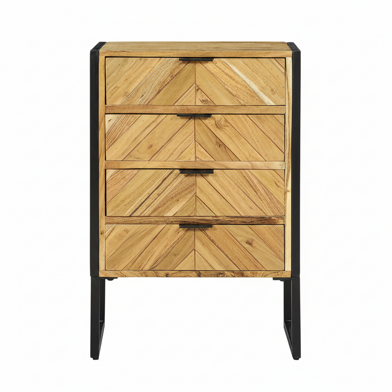 Chiffonnier 4 tiroirs en acacia massif