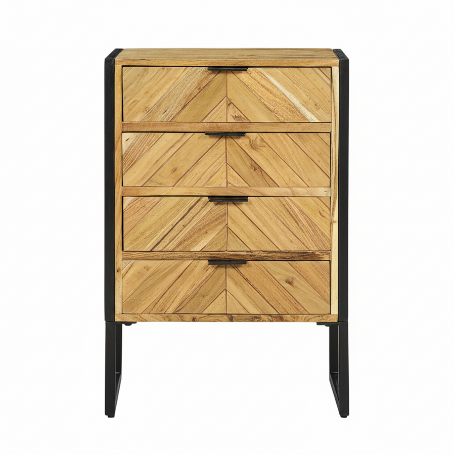 Chiffonnier 4 tiroirs en acacia massif