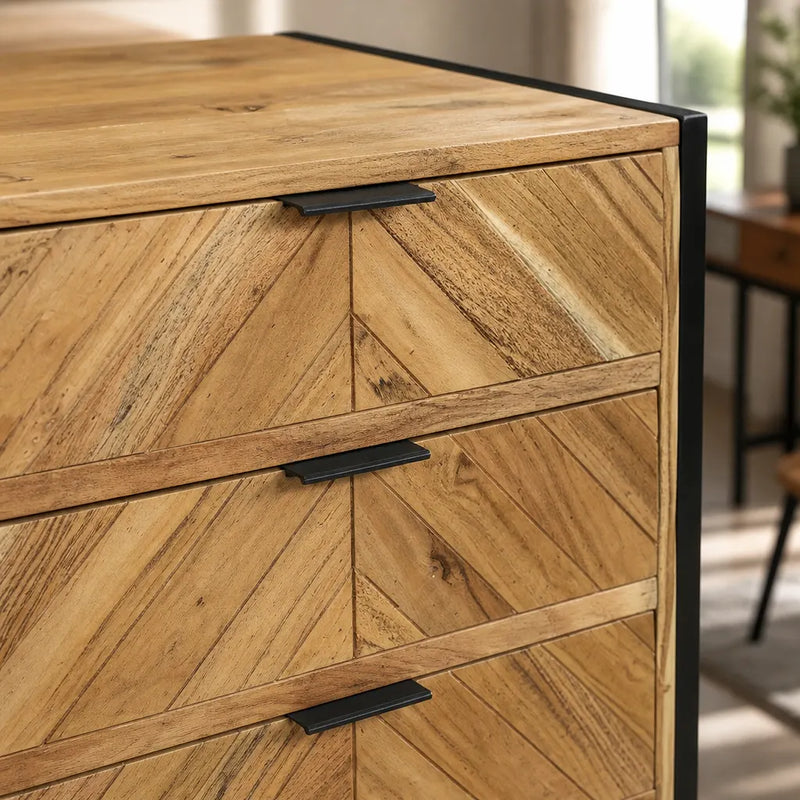 Chiffonnier 4 tiroirs en acacia massif