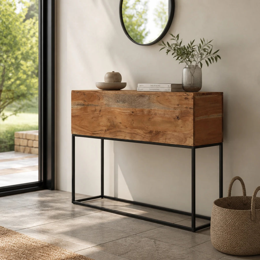 Console bloc en acacia massif