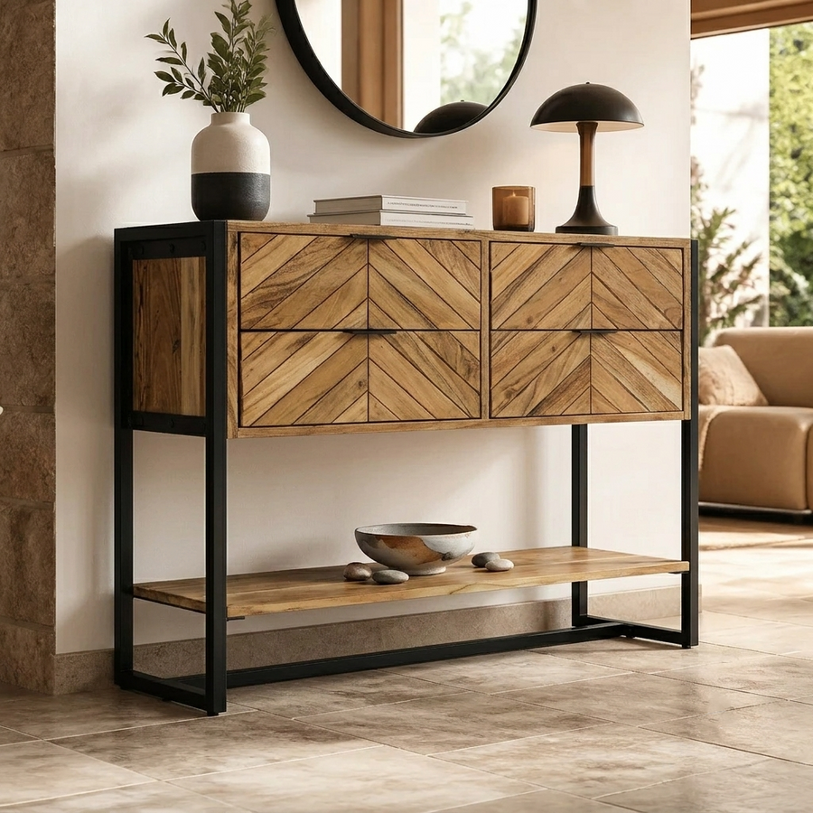 Console à chevrons en acacia massif