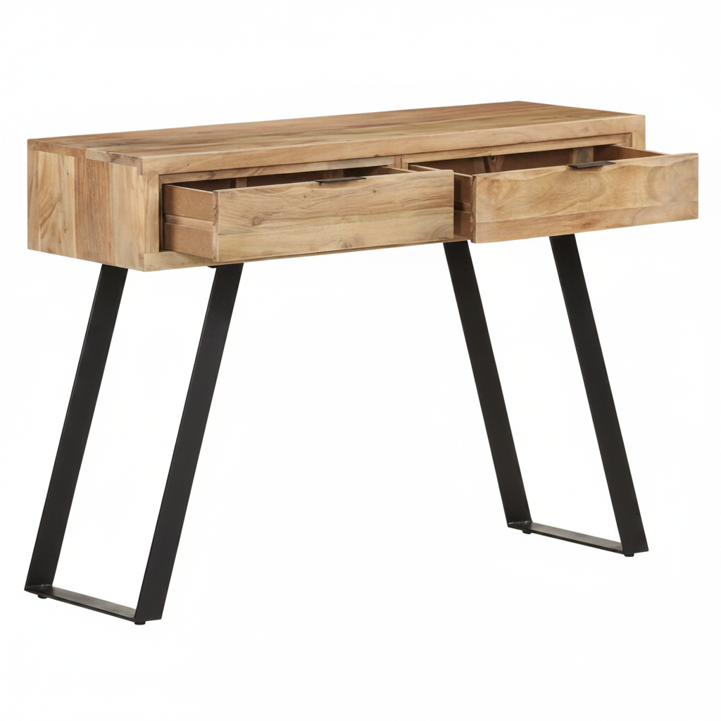 Console bord naturel en acacia massif