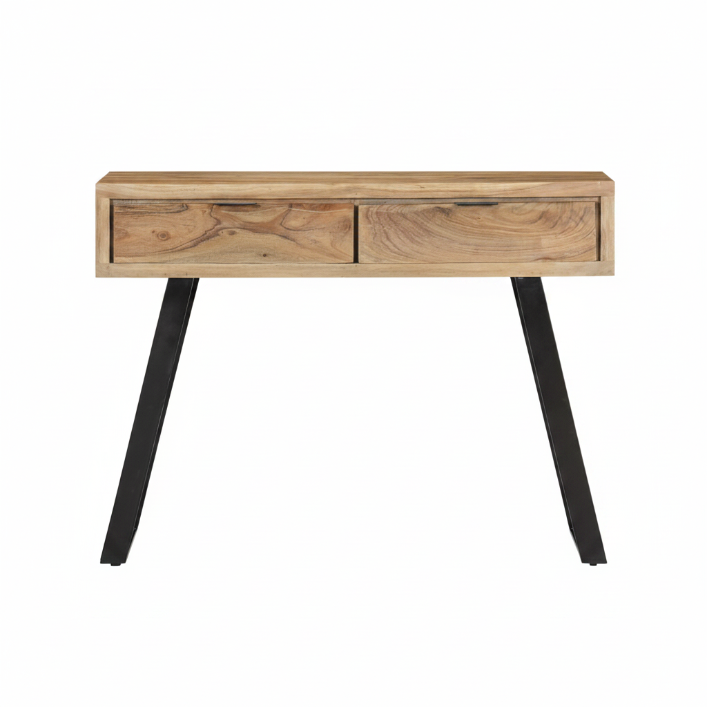 Console bord naturel en acacia massif