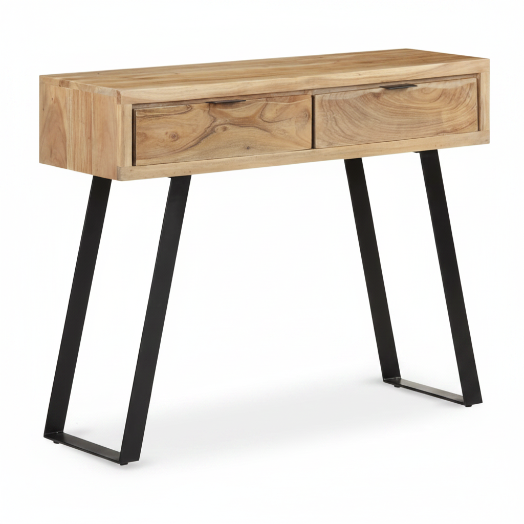 Console bord naturel en acacia massif