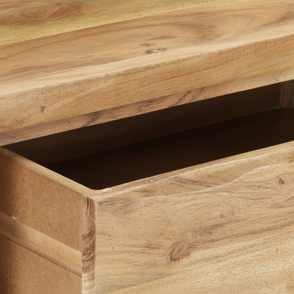 Console bord naturel en acacia massif