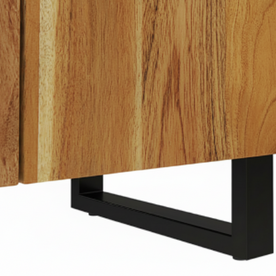 Ensemble de 3 buffets modulables en acacia et métal noir