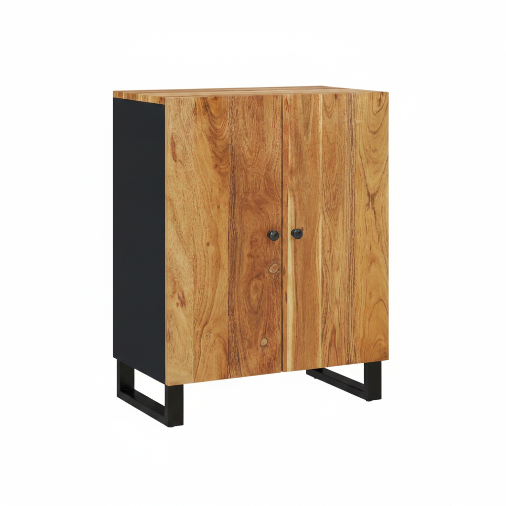 Ensemble de 3 buffets modulables en acacia et métal noir