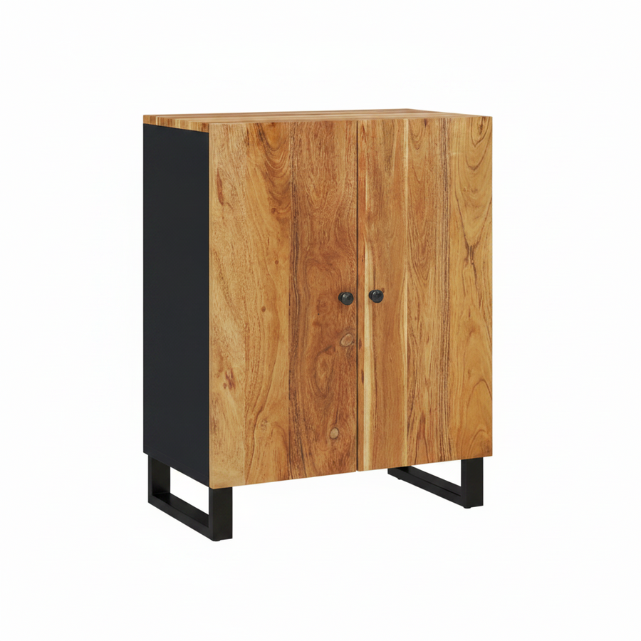Ensemble de 3 buffets modulables en acacia et métal noir