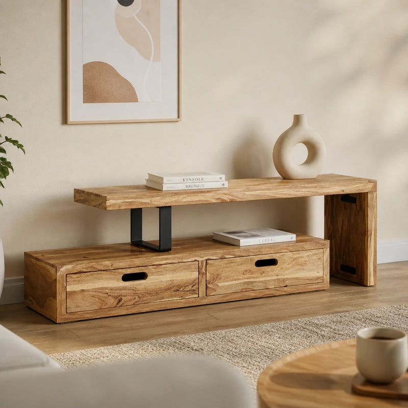 Meuble TV extensible en acacia massif