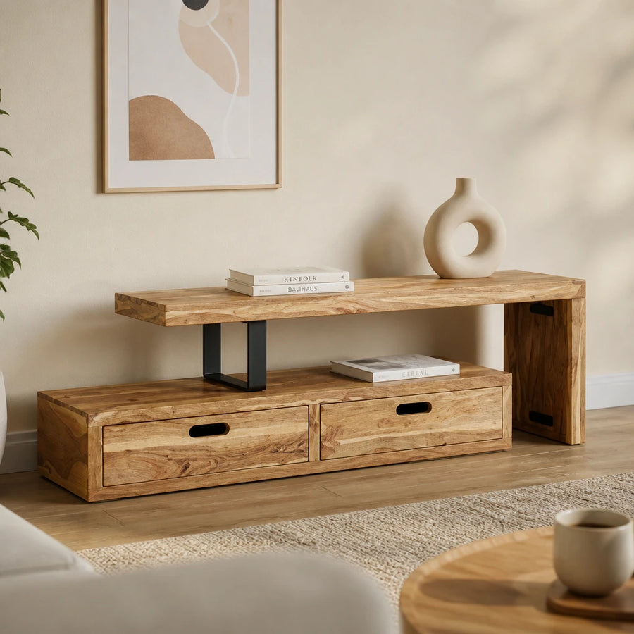 Meuble TV extensible en acacia massif