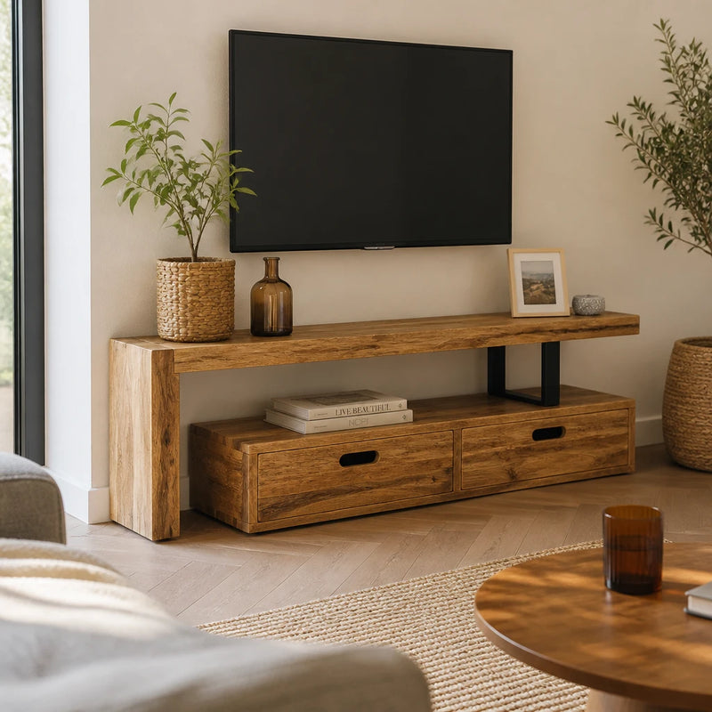 Meuble TV extensible en acacia massif