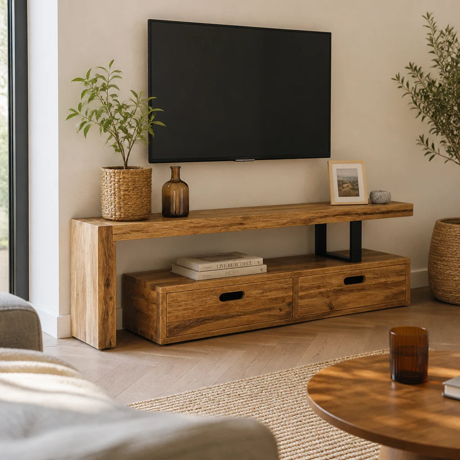 Meuble TV extensible en acacia massif