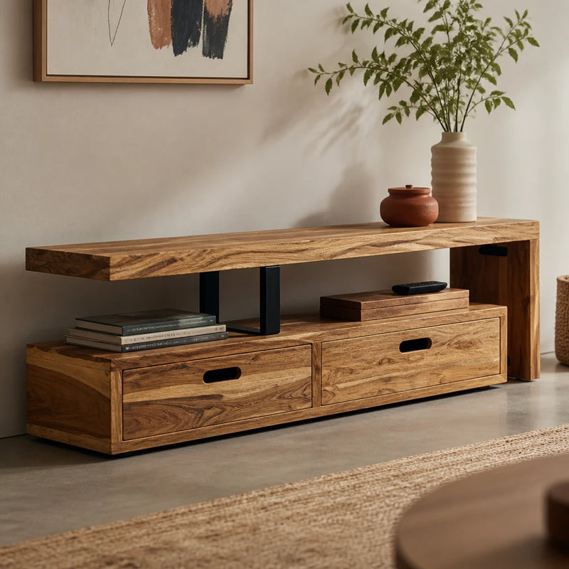 Meuble TV extensible en acacia massif