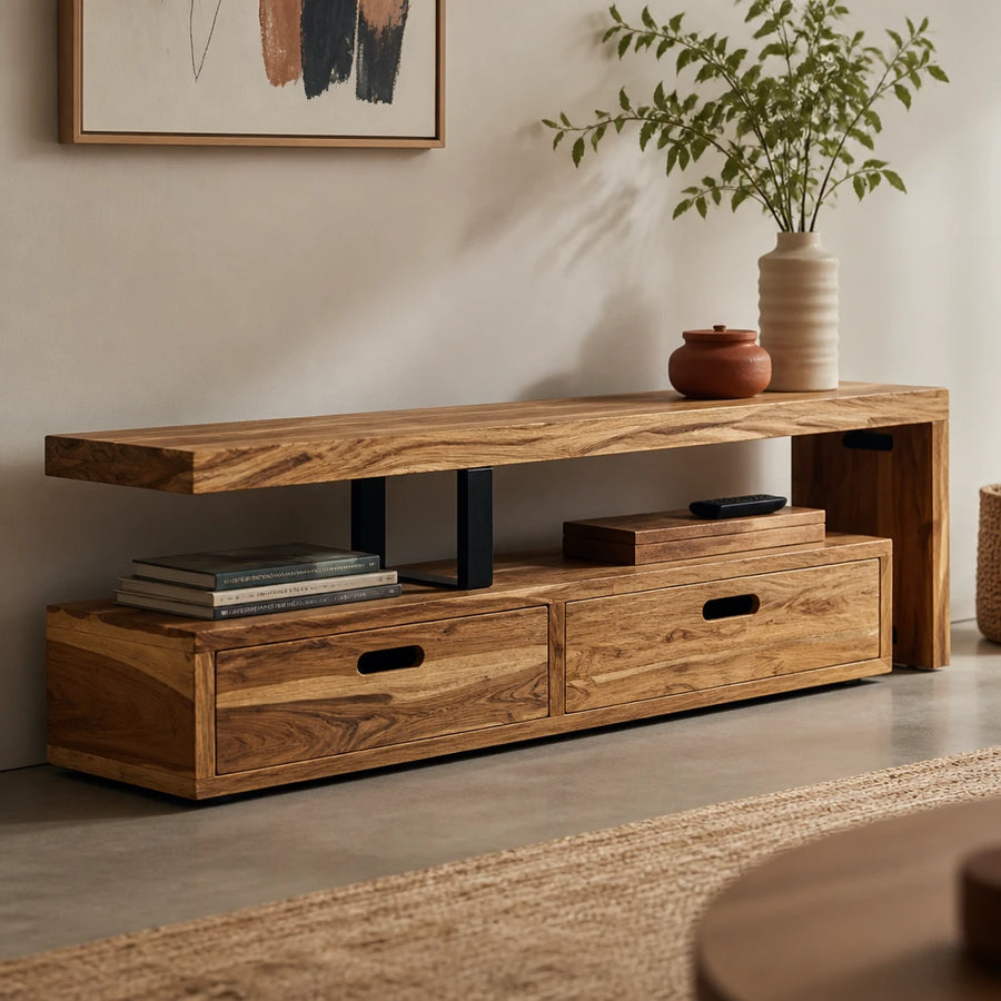 Meuble TV extensible en acacia massif