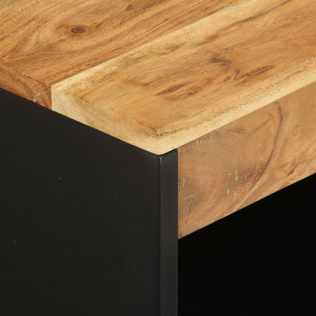 Buffet bicolore noir et acacia massif