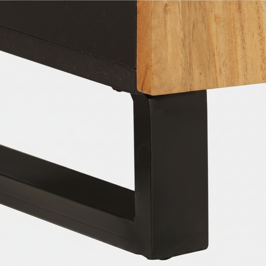 Buffet bicolore noir et acacia massif