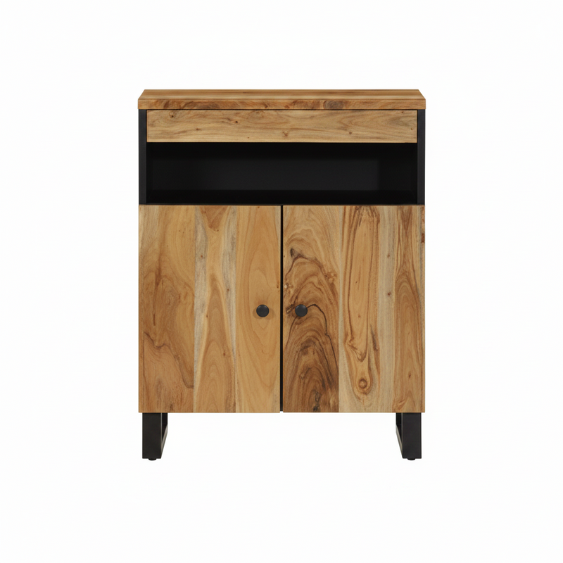 Buffet bicolore noir et acacia massif