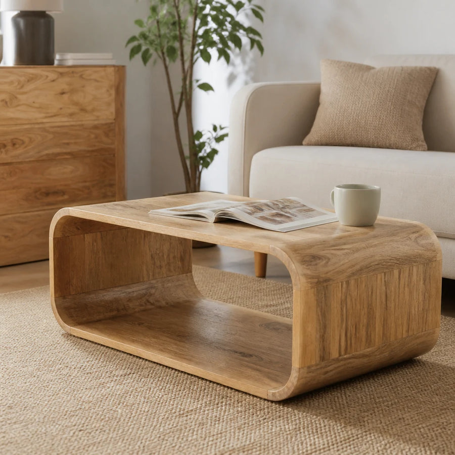 Table basse anneau en acacia massif